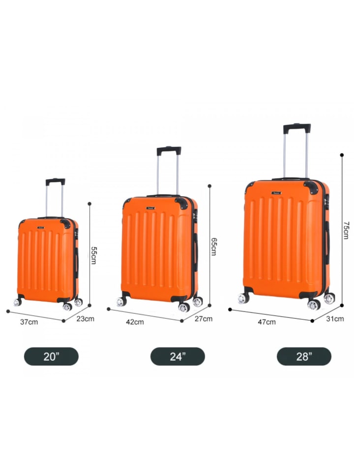Cheffinger Reisekoffer Koffer 3 tlg Hartschale Trolley Set Kofferset Handgepäck in Orange günstig kaufen onesize