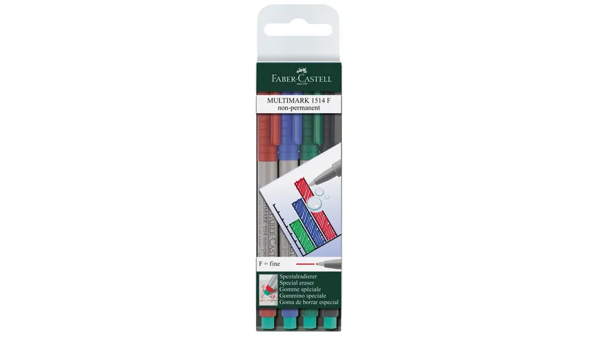 FABER-CASTELL Folienstift Multi 4er-Etui fein wasserlöslich