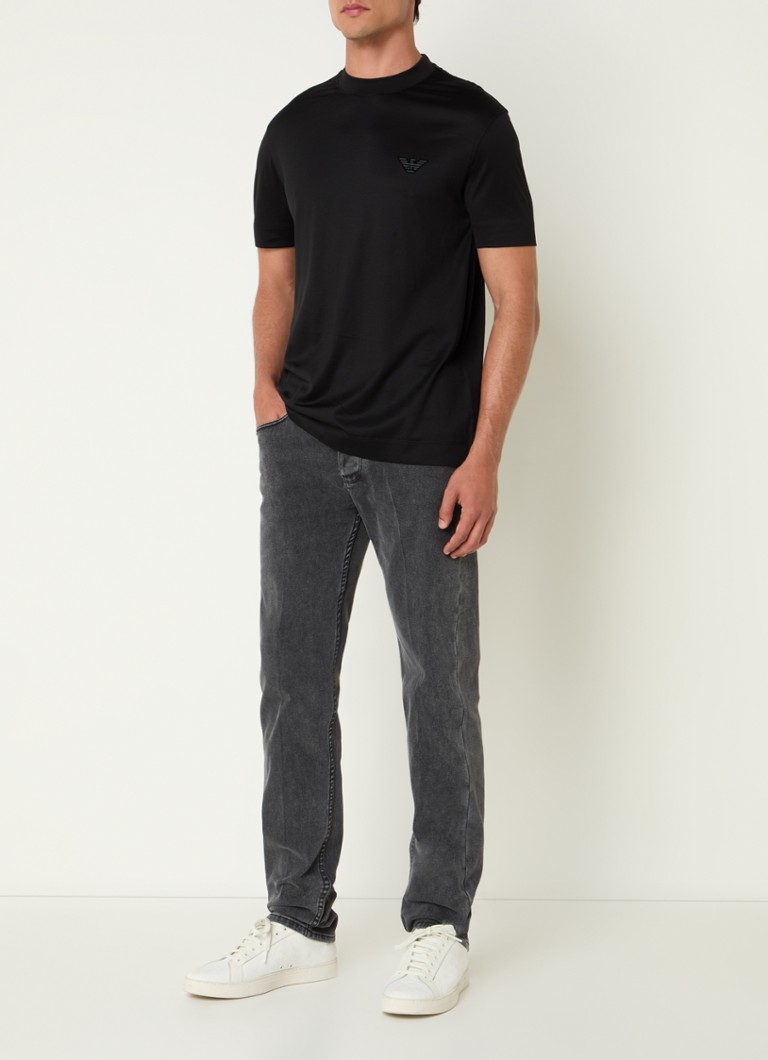 Tricou Emporio Armani din amestec de lyocell cu logo