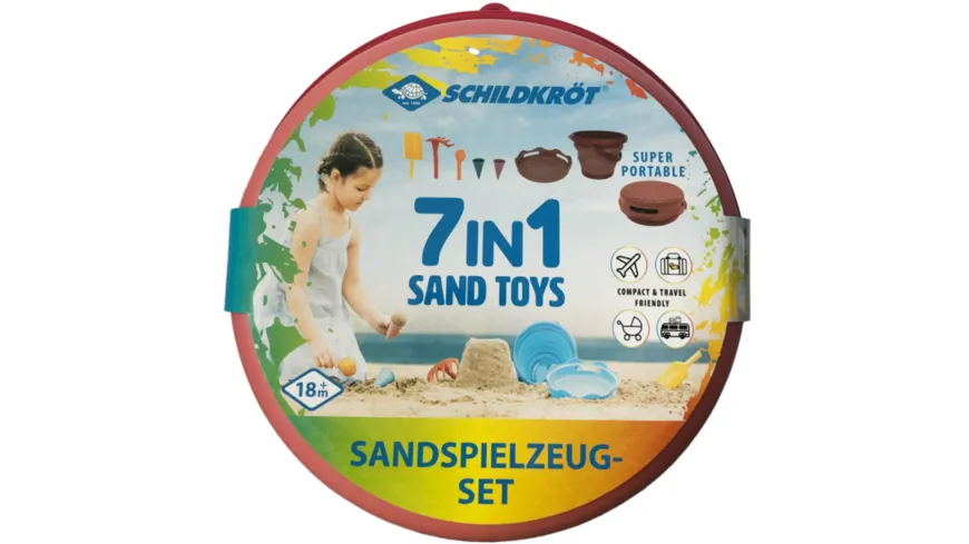 Schildkröt-Funsports - 7in1 Sand Toys Falteimer Set, Farbe: Rot