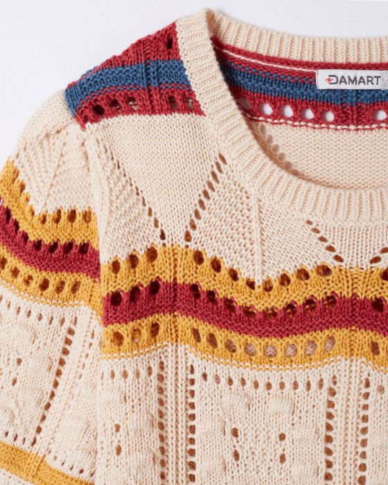 Pull maille ajourée colorée