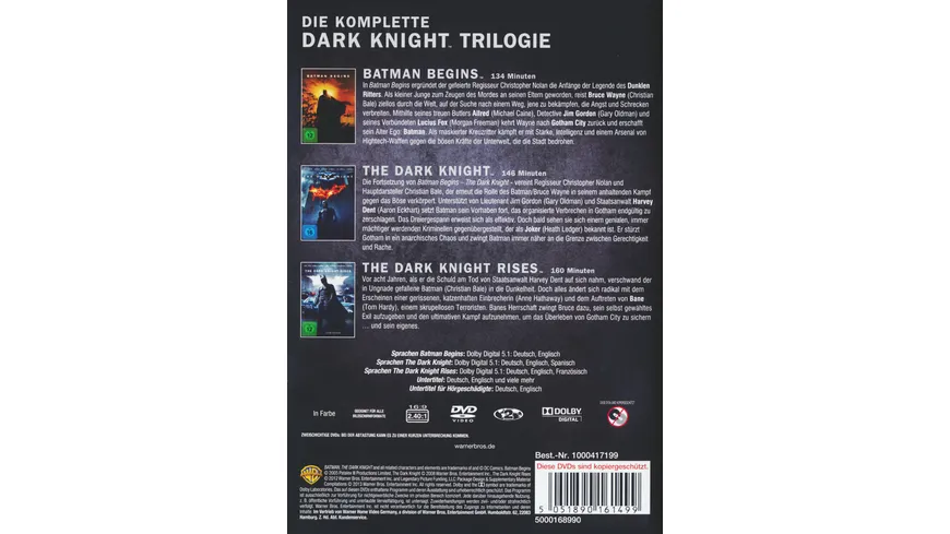 The Dark Knight Trilogy  [3 DVDs]