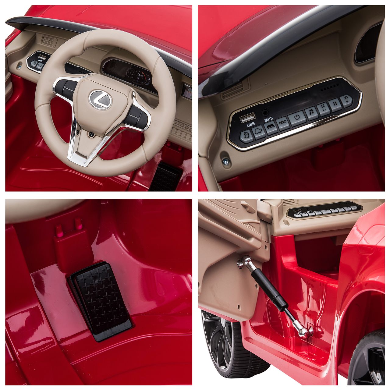 HOMCOM Kinderauto von Lexus Kinderfahrzeug Elektroauto mit MP3 Musik Rot