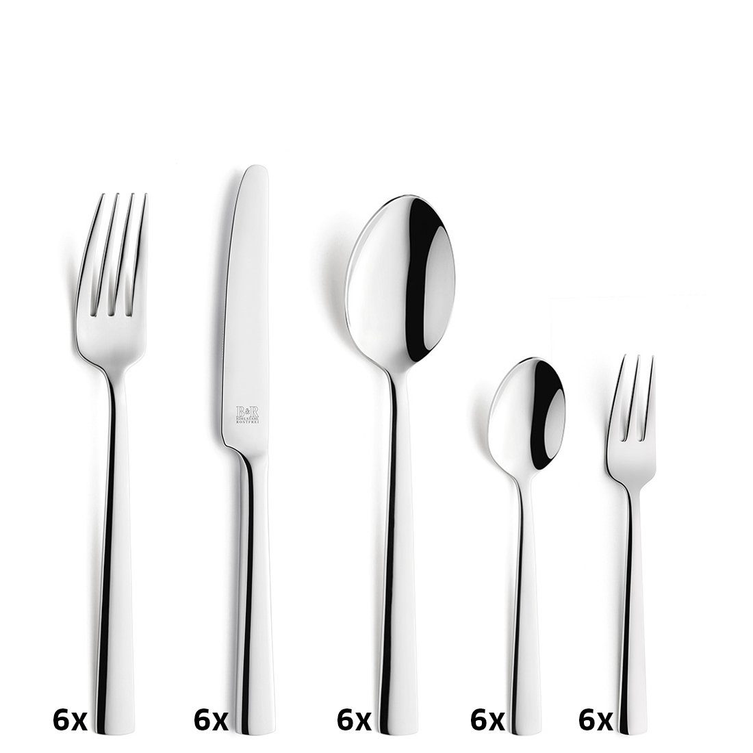 Beckmann & Rommerskirchen Besteck-Set MANO, Edelstahl 18/10, mattiert, für 6 Personen, 30-tlg