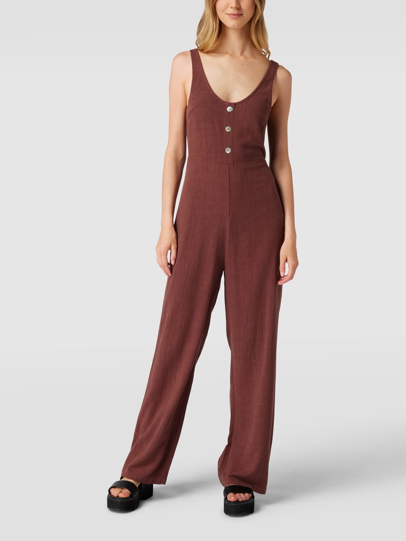 Jumpsuit mit angedeuteter Knopfleiste in schokobraun