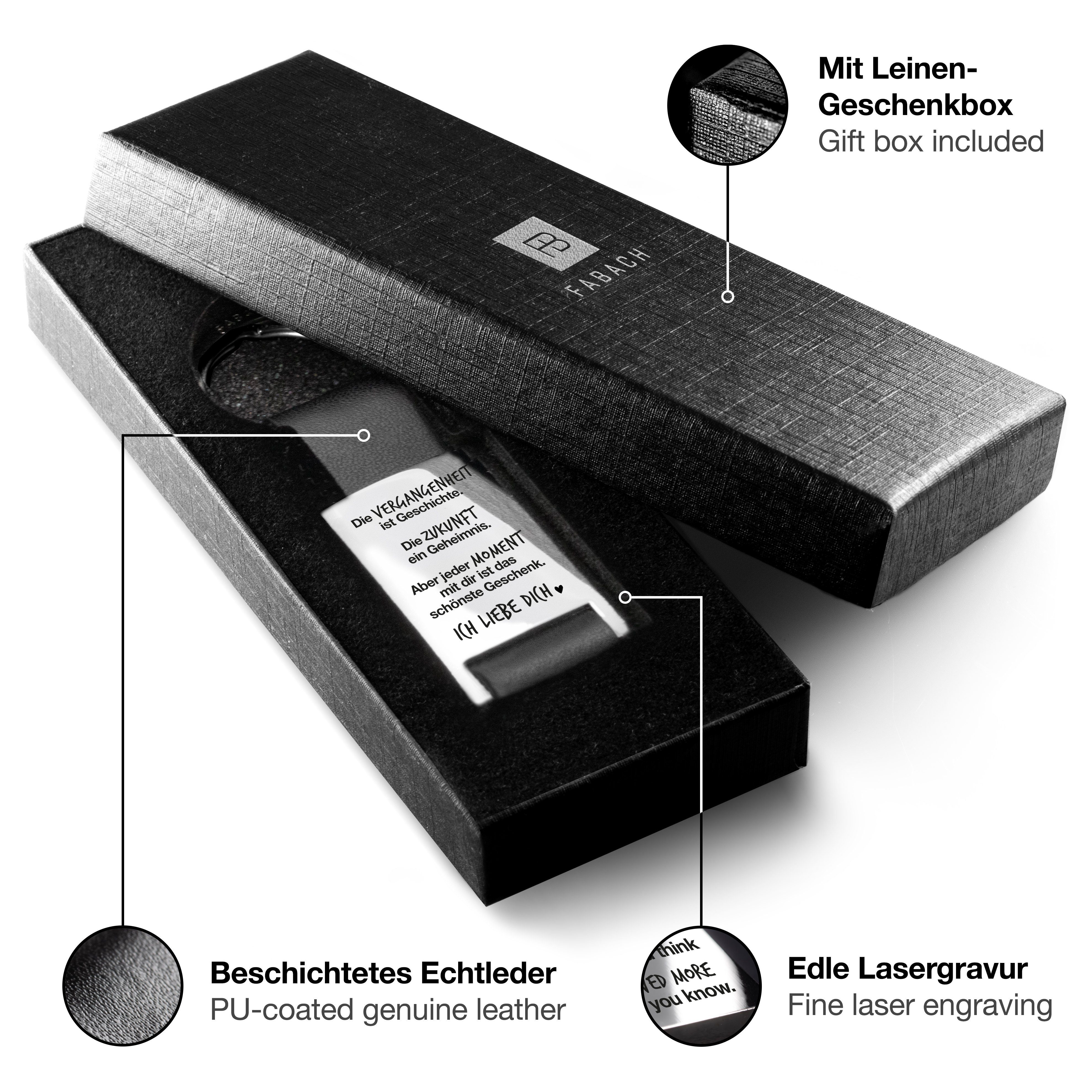 FABACH Schlüsselanhänger Leder mit Gravur 