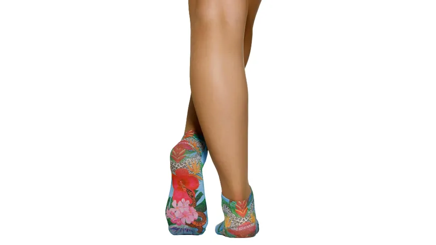wigglesteps Damen Sneaker Socken LEO FLOWERS-W Light Blue
