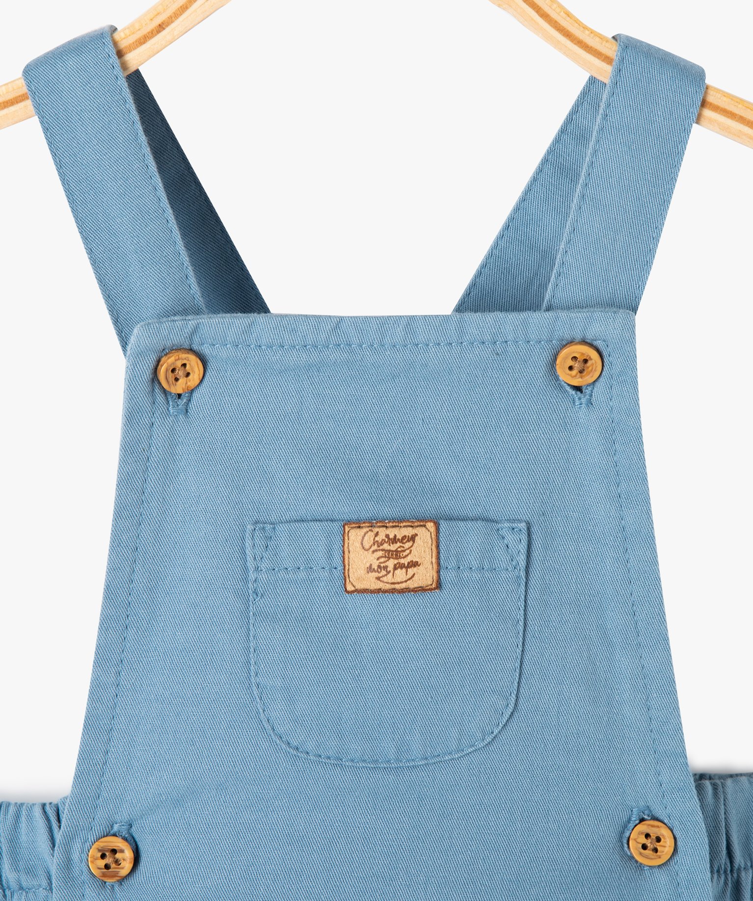Combishort bébé à bretelles coupe barboteuse bleu | GEMO