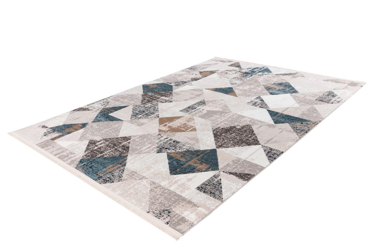 megusta Fransenteppich Grau / Blau 80cm x 150cm