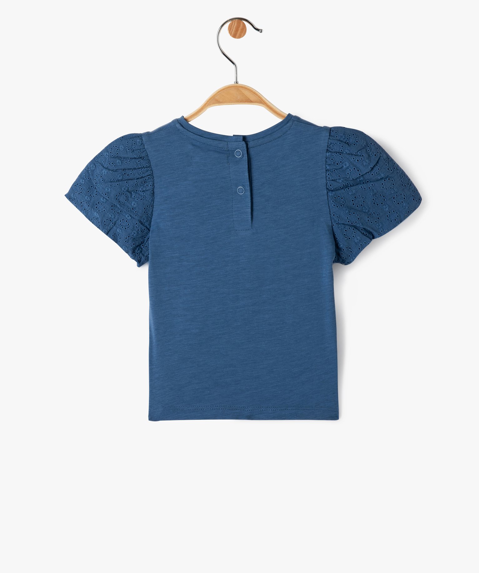 Tee-shirt bébé fille avec manches brodées - LuluCastagnette bleu | GEMO