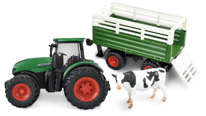 Amewi RC Traktor mit Viehtransporter 1:24 RTR grün