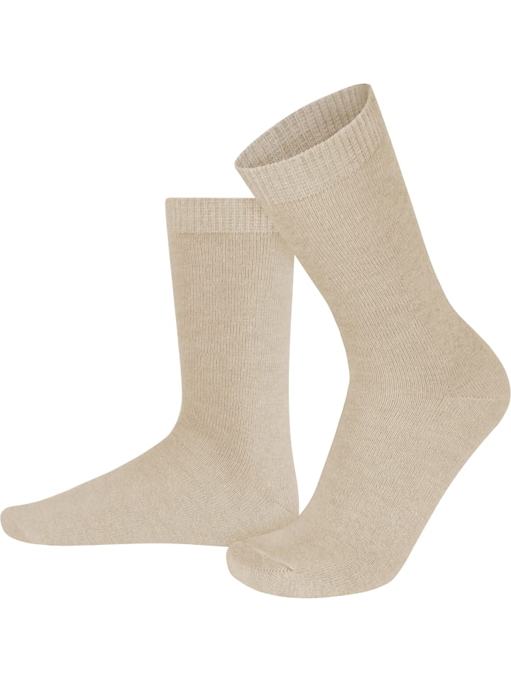 normani 3 Socken aus Cashmere und Merinowolle mit Komfortbund in Beige günstig kaufen