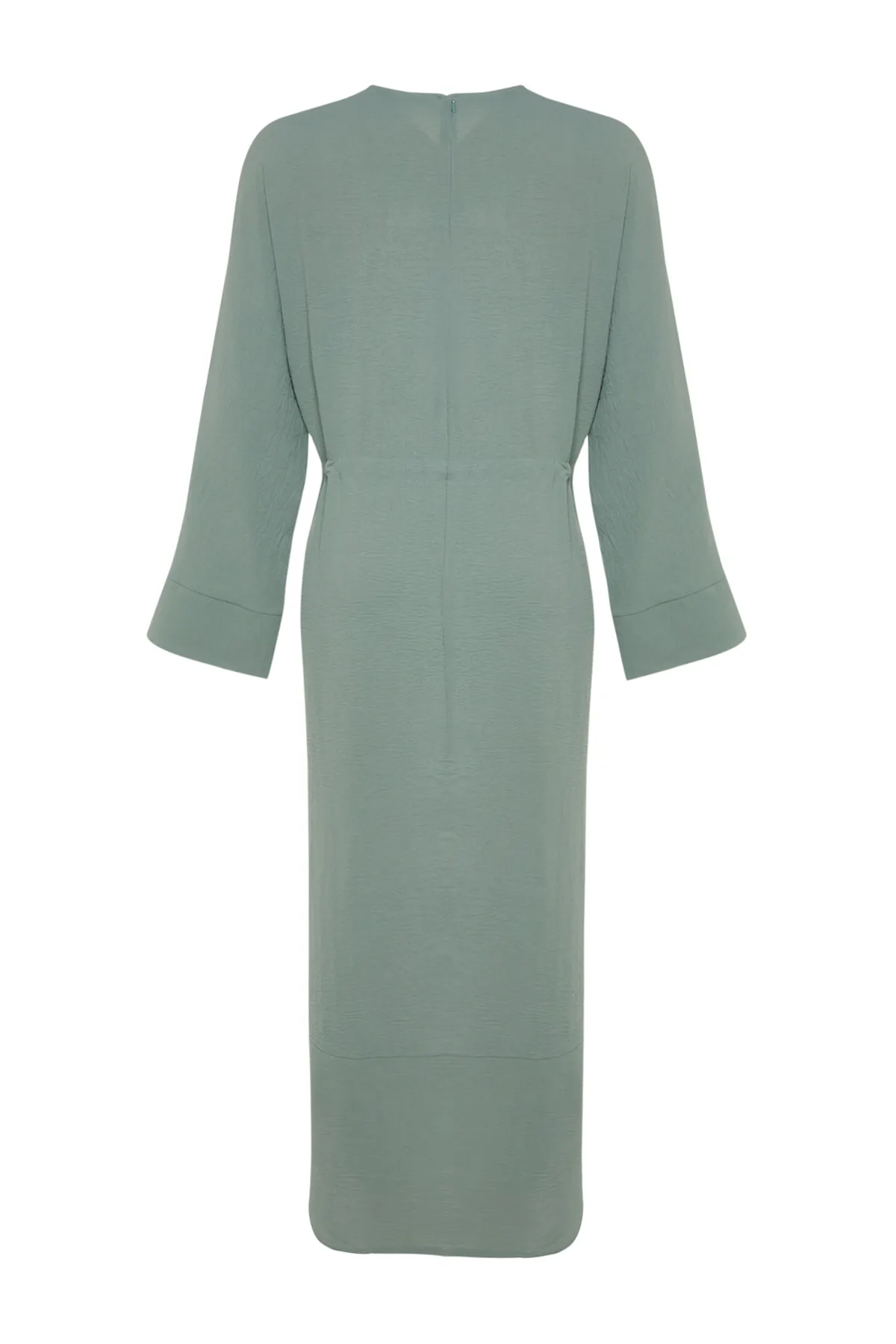 Trendyol Modest  Mintfarbenes, gerafftes Kleid aus Aerobin-Gewebe mit breiter Manschette und gewelltem Rockteil TCTSS23EB00108