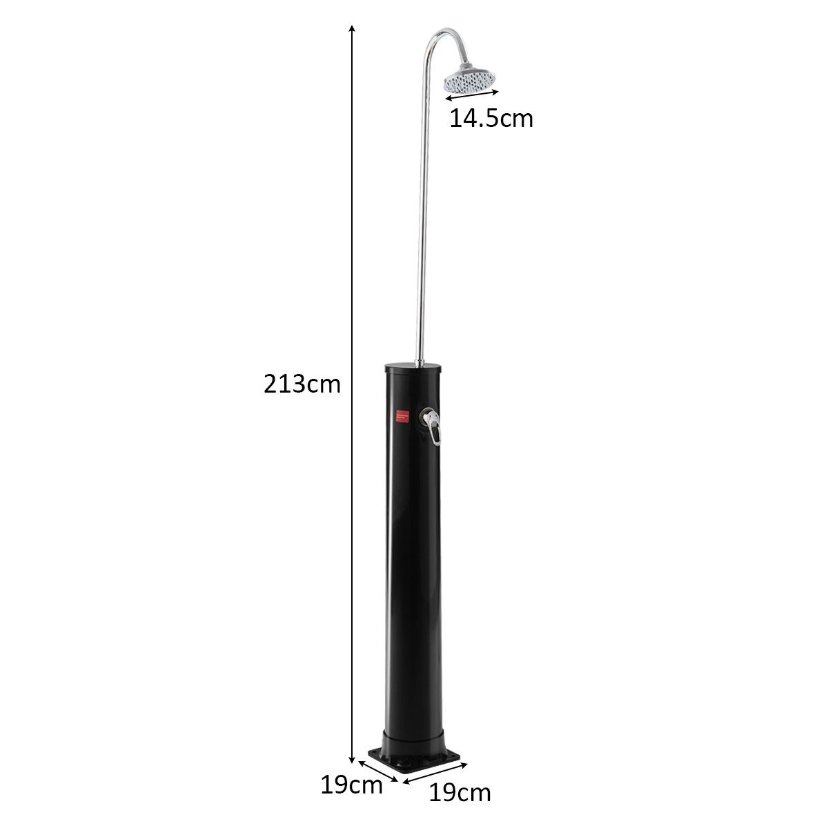 COSTWAY Solardusche, 2 Wasserhähne, 3,5bar, bis zu 60°C, 213cm Höhe