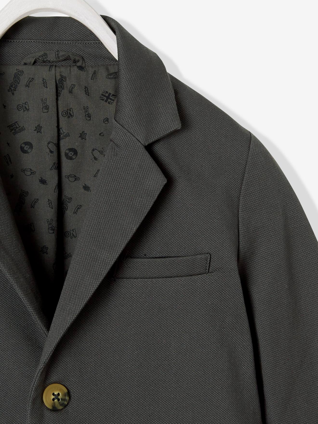Veste garçon doublée motifs rock anthracite
