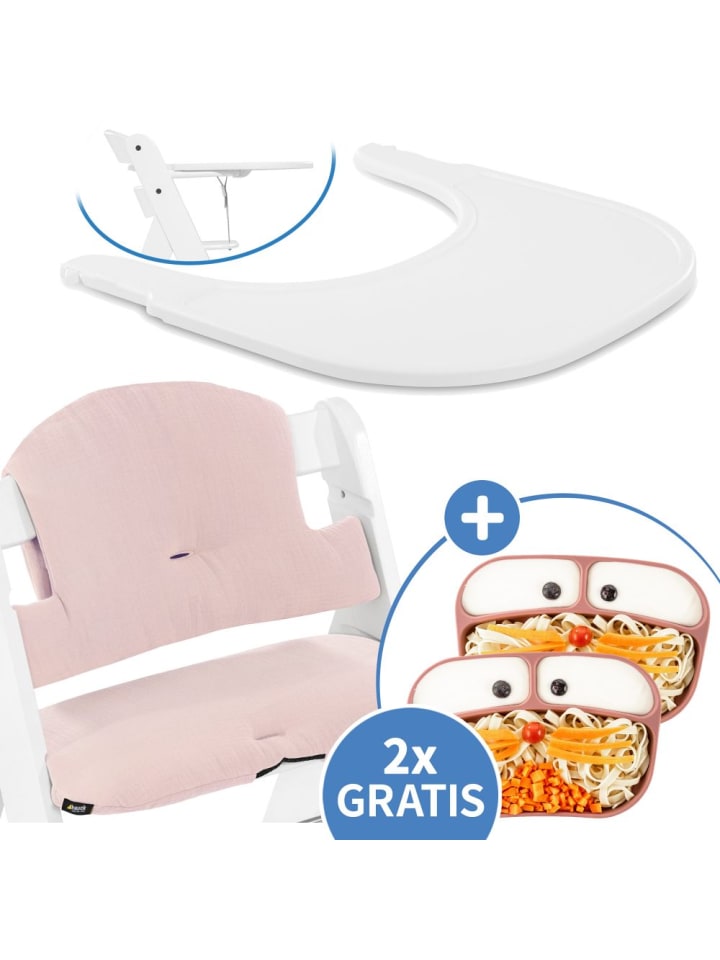 Hauck 5-tlg. Essbrett-Set für Alpha Plus - Click Tray   in weiss,rosa günstig kaufen onesize