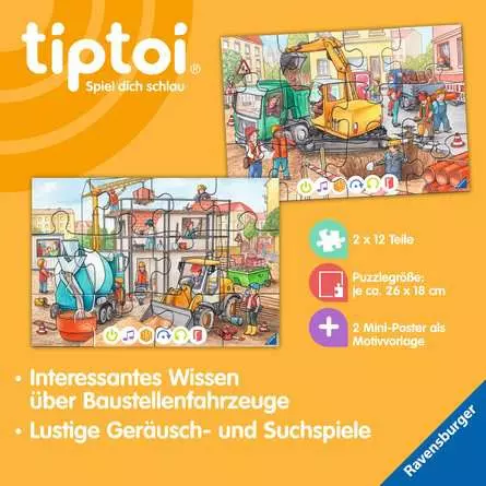 Kinderpuzzle ab 3 Jahren - tiptoi® Puzzle für kleine Entdecker: Baustelle - 12 Teile