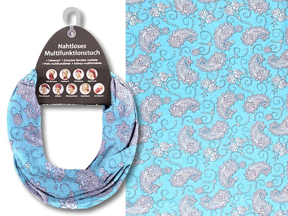Tini - Shirts Multifunktionstuch Multifunktionstuch Paisley Muster türkis, Halstuch, Stirnband, Looptuch - türkis / grau