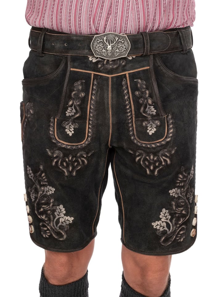 MADDOX Lederhose WALDKREUZ in schwarz günstig kaufen