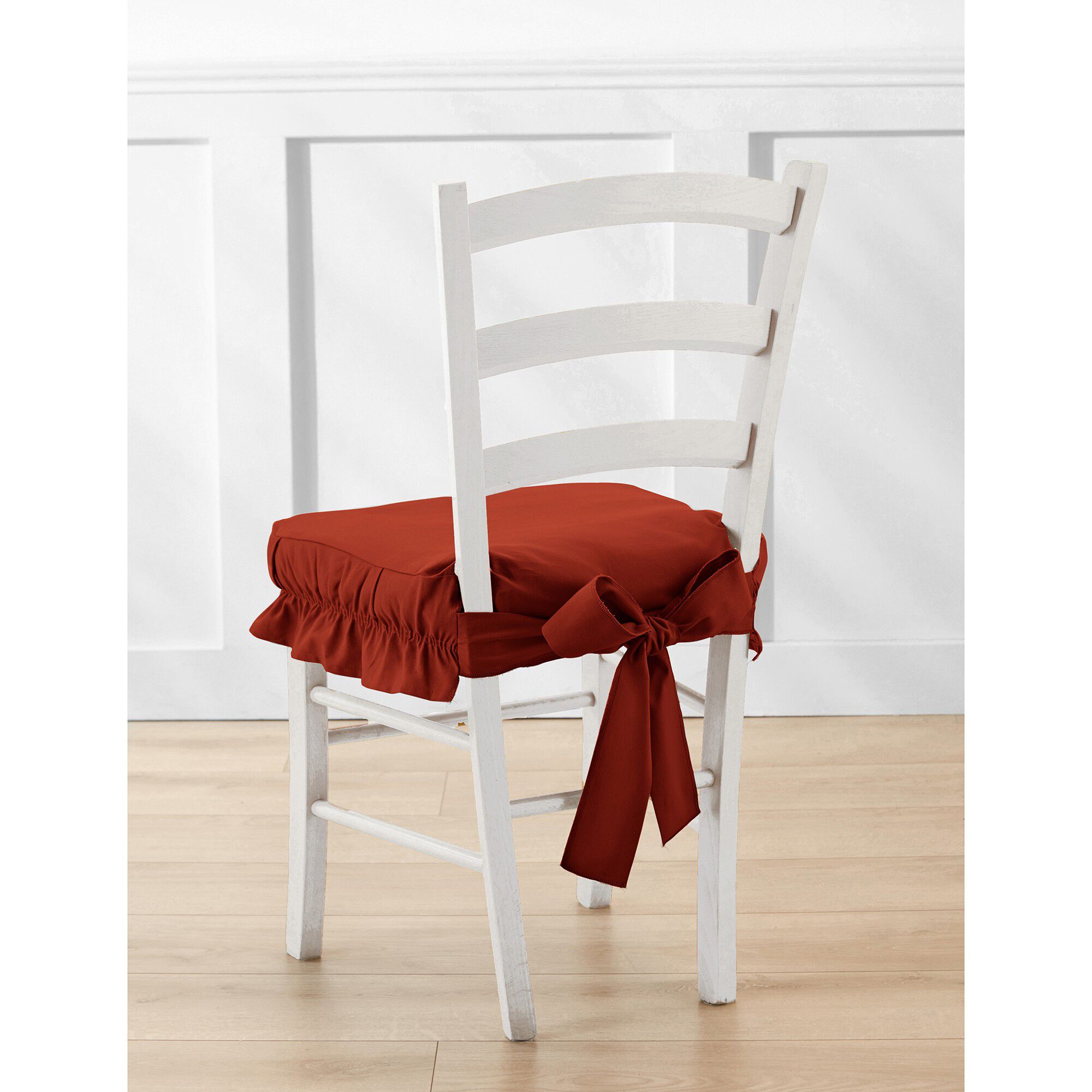 Housse chaise unie volantée coton bachette