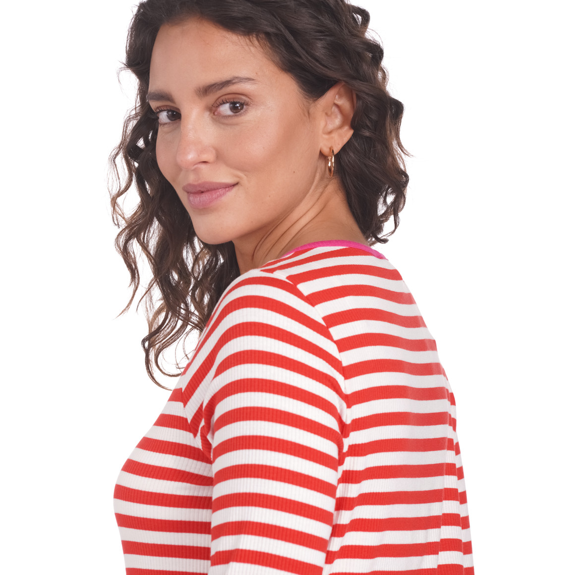 Damen Langarmshirt geringelt