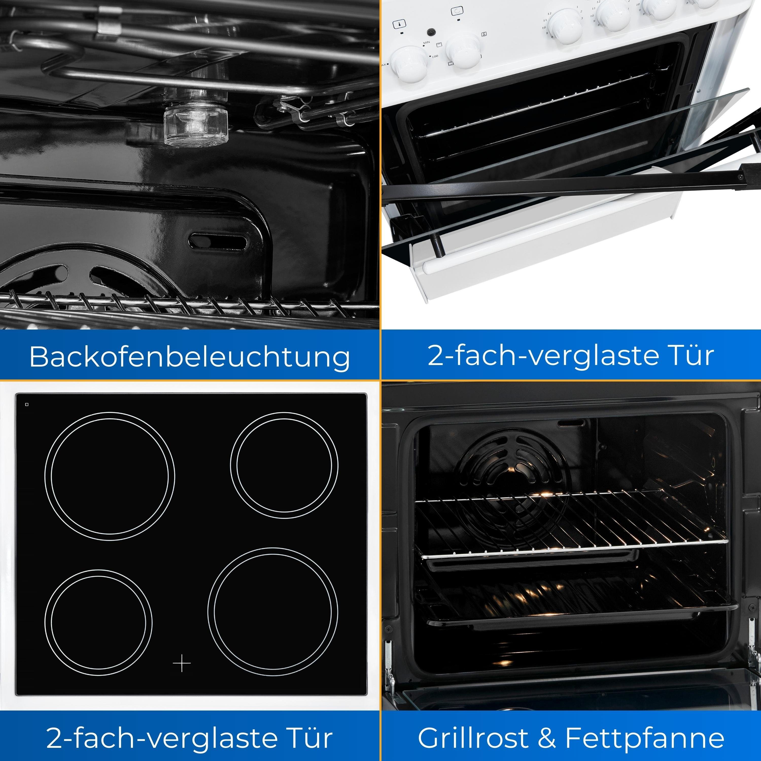 exquisit Elektro-Standherd ECM 6-4, inkl. ausziehbarer Geschirrwagen, klassisches Design, Umluft