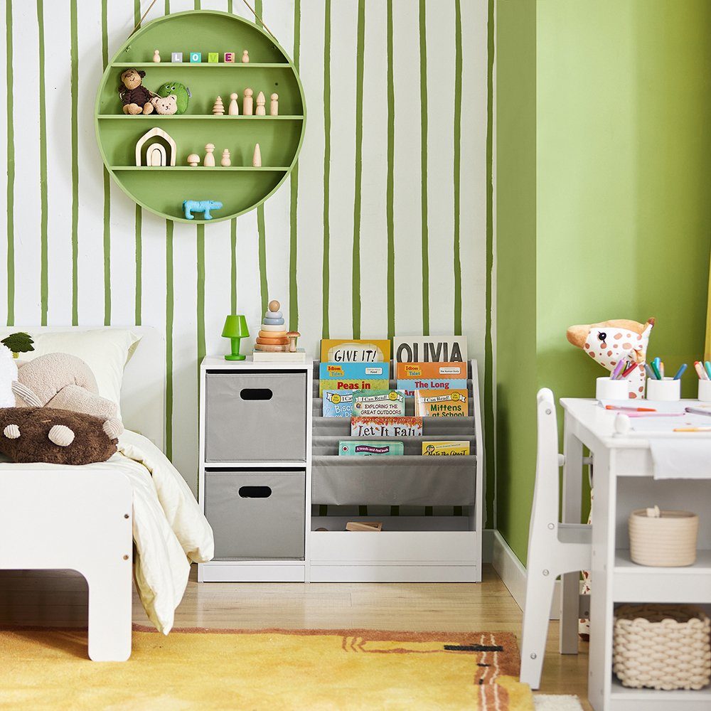 SoBuy Bücherregal KMB76, Kinderregal mit Boxen Aufbewahrungsregal Spielzeugregal Kinderzimmer