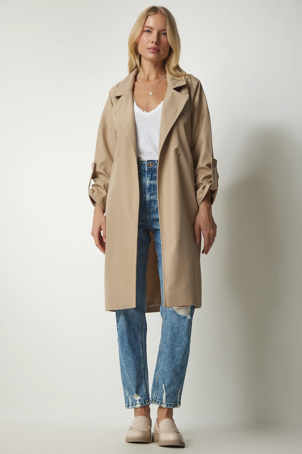 Happiness İstanbul  Trenchcoat - Beige - Basic