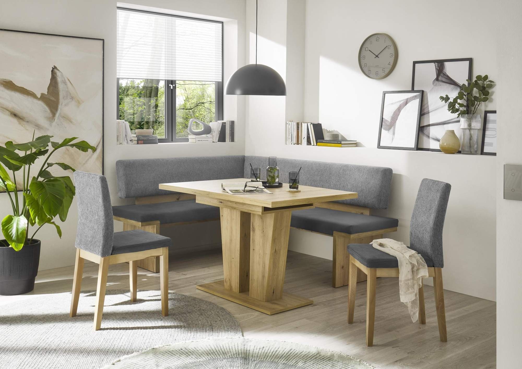 Trendmöbel24 Eckbankgruppe Eckbank Eckbankgruppe MANZANO 157x197 cm - Tisch Verona Artisan Eiche, (4-tlg)