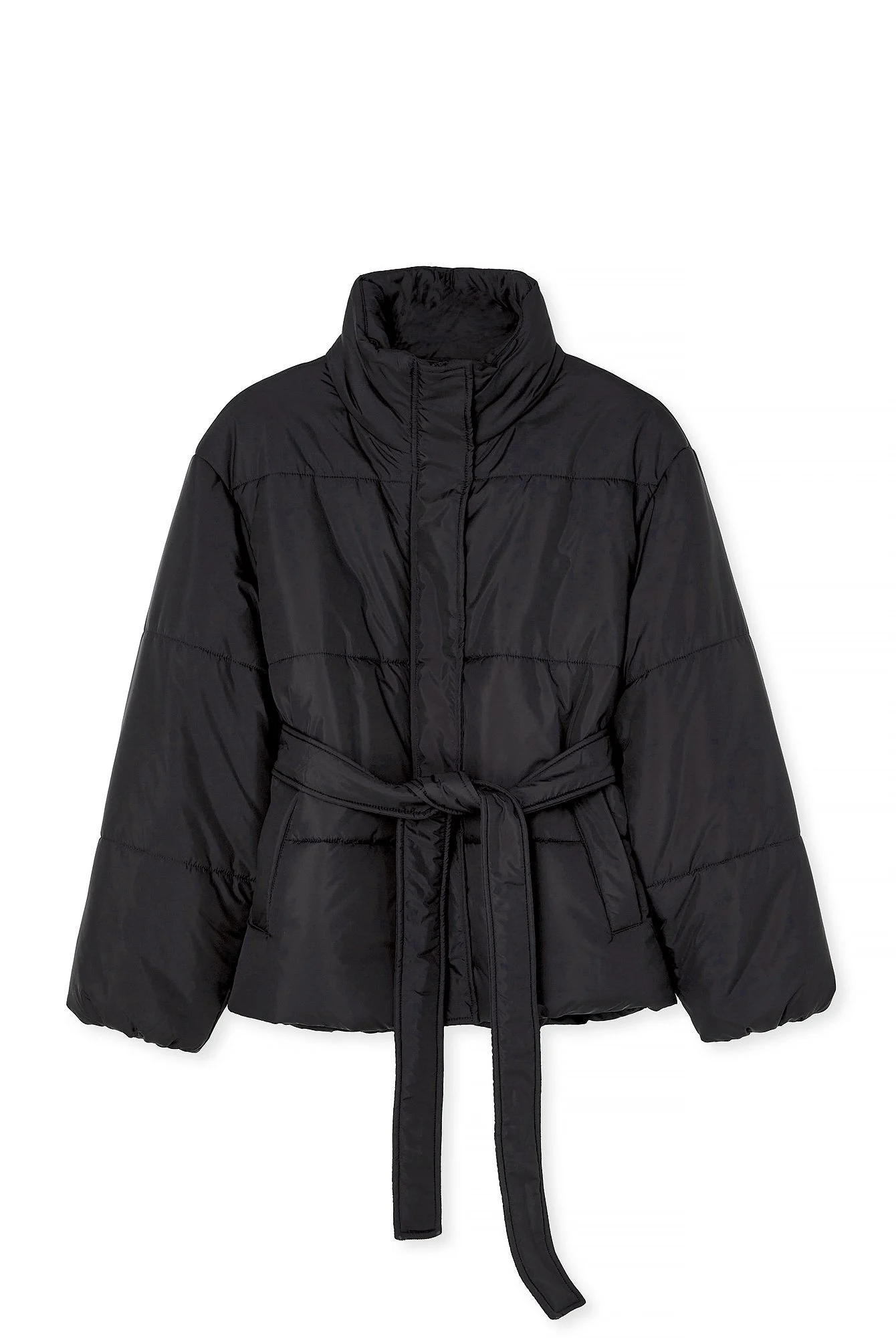 Kurze, gefütterte Jacke mit Gürtel