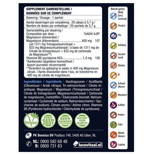Lucovitaal Magnézium 400mg Forte tasakok 20 darab