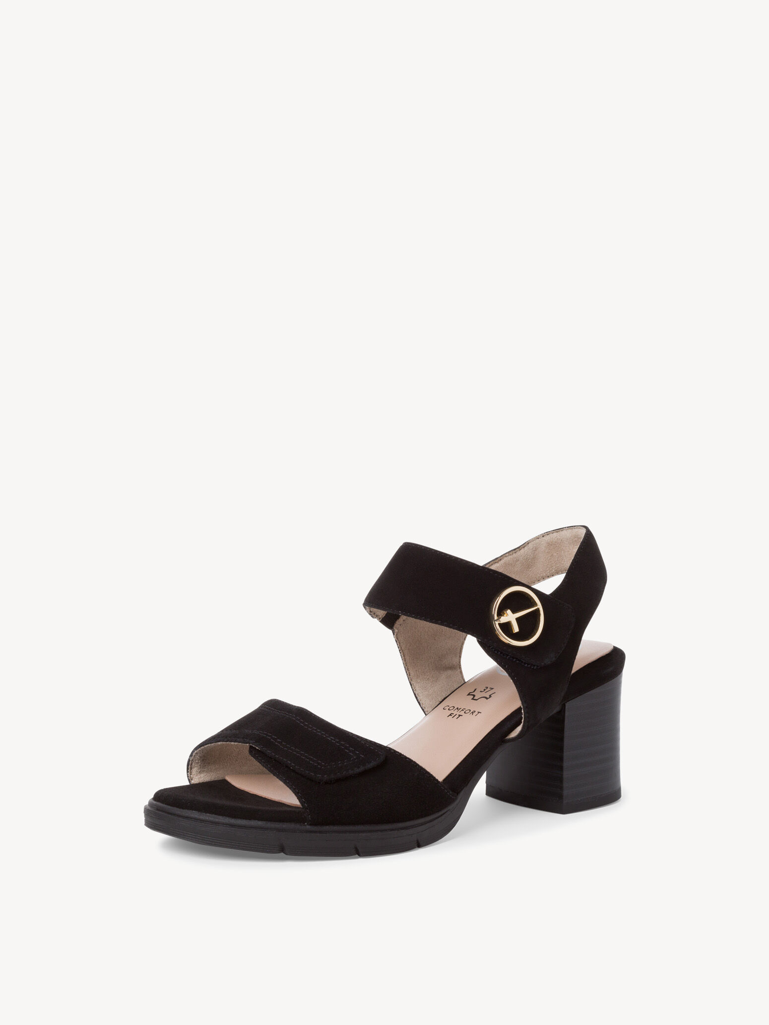 Sandale à talon en cuir - noir