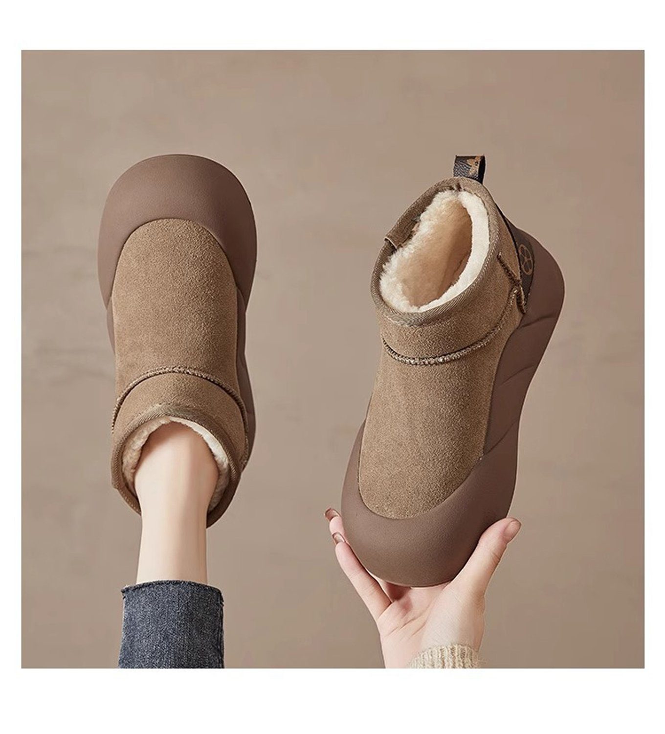 aikidio Hufglocken Schneestiefel mit dicker Sohle, rutschfeste, warme Baumwollschuhe