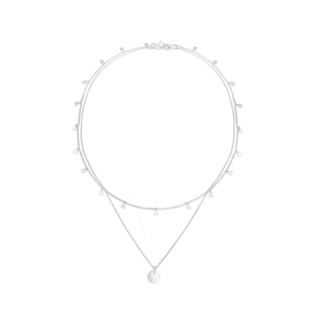 Elli Elli Collier Femmes Ensemble Choker Couches Plaquette Look Géo en Argent Sterling collier