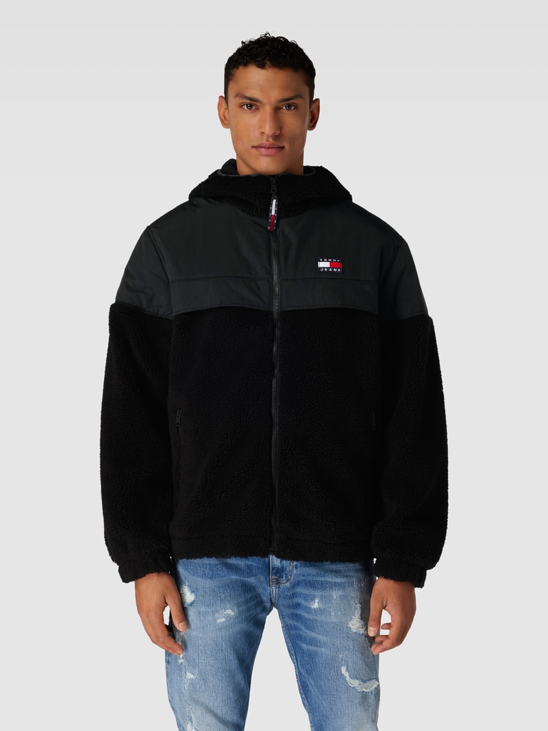 Sherpa Jacket in Two-Tone-Machart Modell 'CHICAGO' in schwarz
