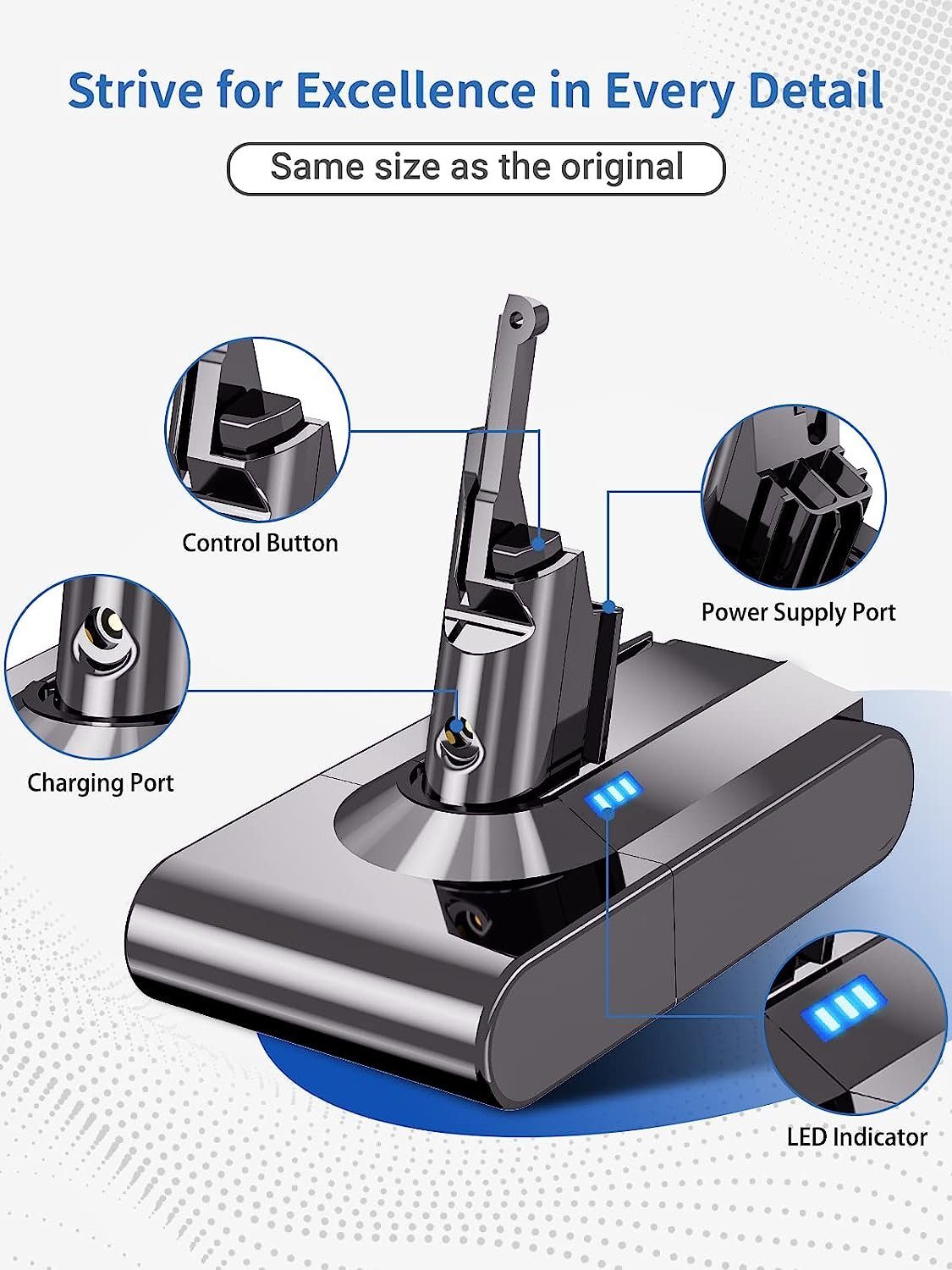 JOEAIS 4600mAh V8 Akku für Ersatzakku Staubsauger Handstaubsauger Staubsauger-Akku Kompatibel mit V8 Absolute Animal Fluffy Motorhead Slim SV10 handstaubsauger, 21.6V Batterie mit Schrauben & Schraubendreher