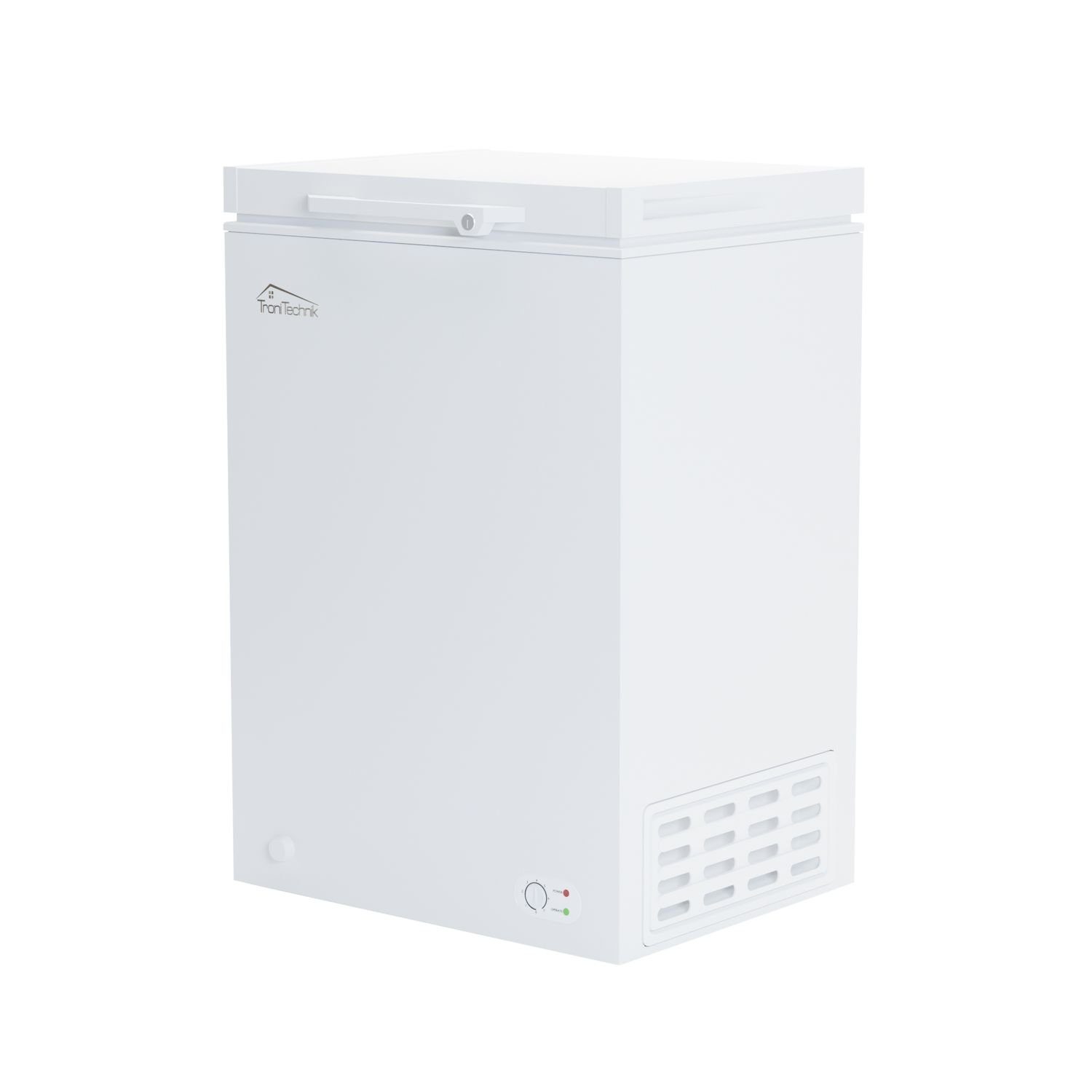 TroniTechnik Gefriertruhe BORGAR 110 PRO, 55 cm breit, 100 l, inkl. Dual Thermostat, LED Licht, Griff, Schloss, Rollen, Einlegekorb