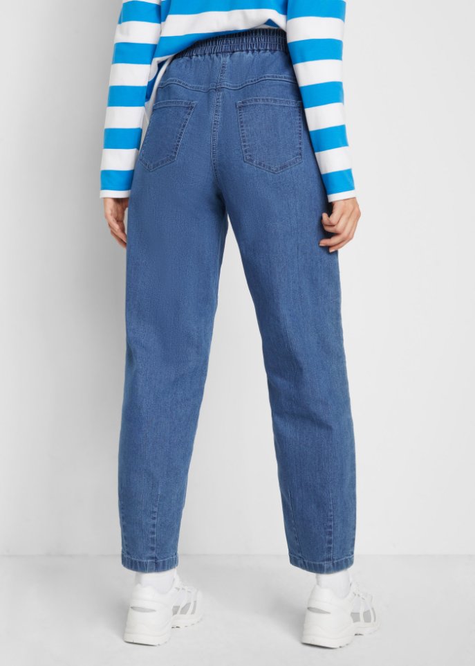 High-Waist-Jeans in Karottenform mit Bequembund