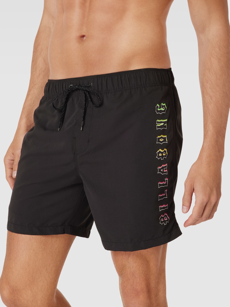 Badehose mit Label-Detail Modell 'ALL DAY HERITAGE' in schwarz