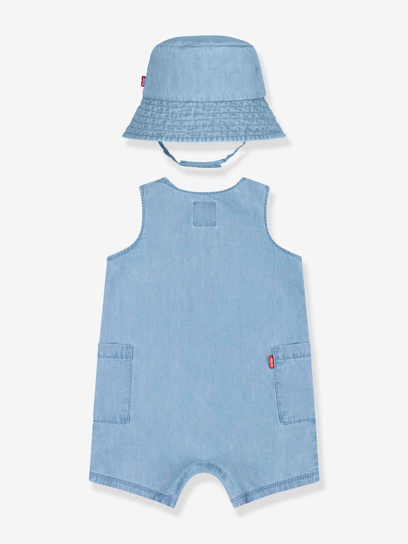Levis Baby-Set: Overall & Sonnenhut Levi's - gebleicht