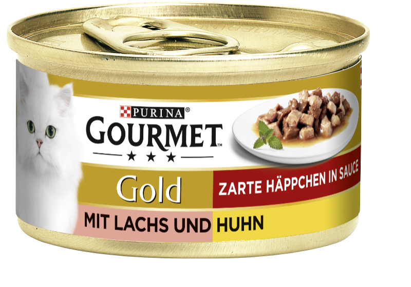 GOURMET Nassfutter GOURMET Gold Zarte Häppchen 12x85g Lachs & Huhn
