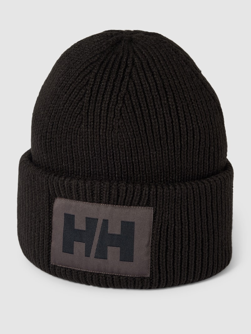 Beanie mit Label-Patch in schwarz