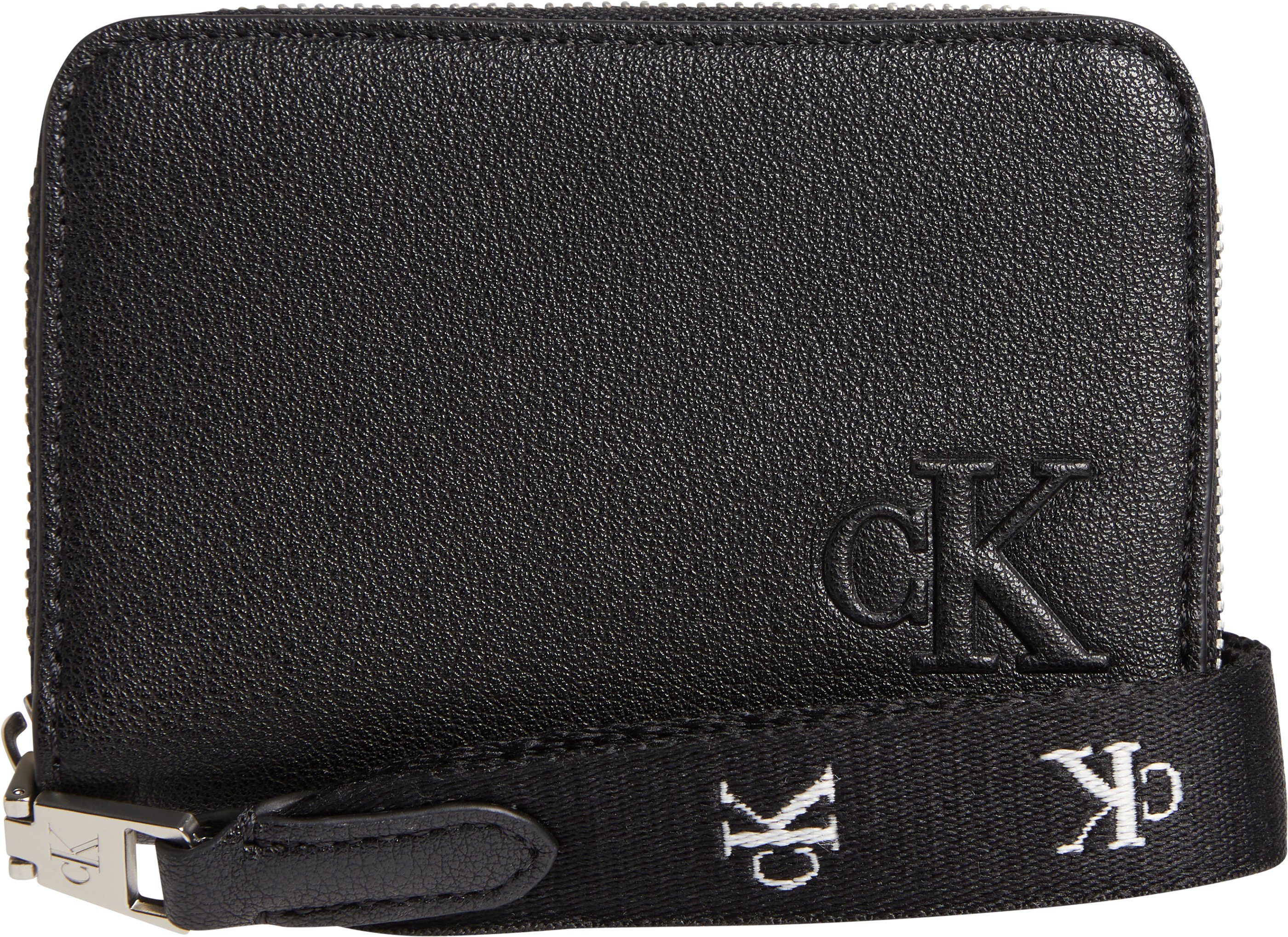 Calvin Klein Jeans Geldbörse ULTRALIGHT MED ZA W/WRISTLET PU, mit dezentem Markenlogo vorne