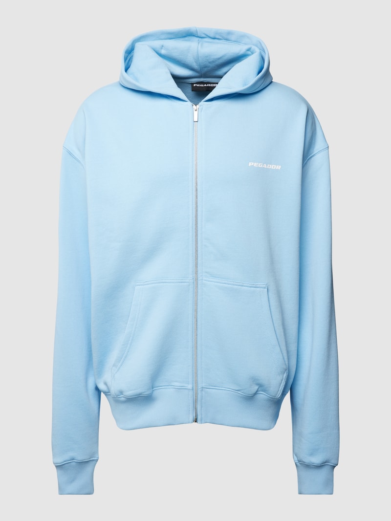 Oversized Sweatjacke mit Label-Print Modell 'Colne' in hellblau