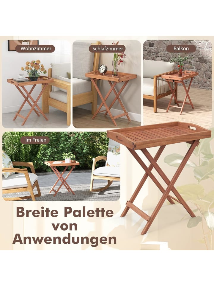 COSTWAY Gartentisch Akazienholz 68x44x74cm in Braun günstig kaufen onesize