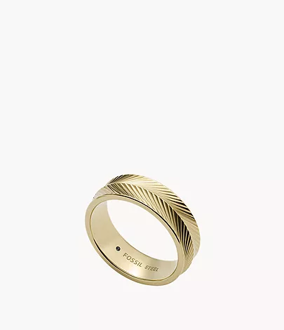 Fossil Bandring Harlow Linear Texture Edelstahl goldfarben