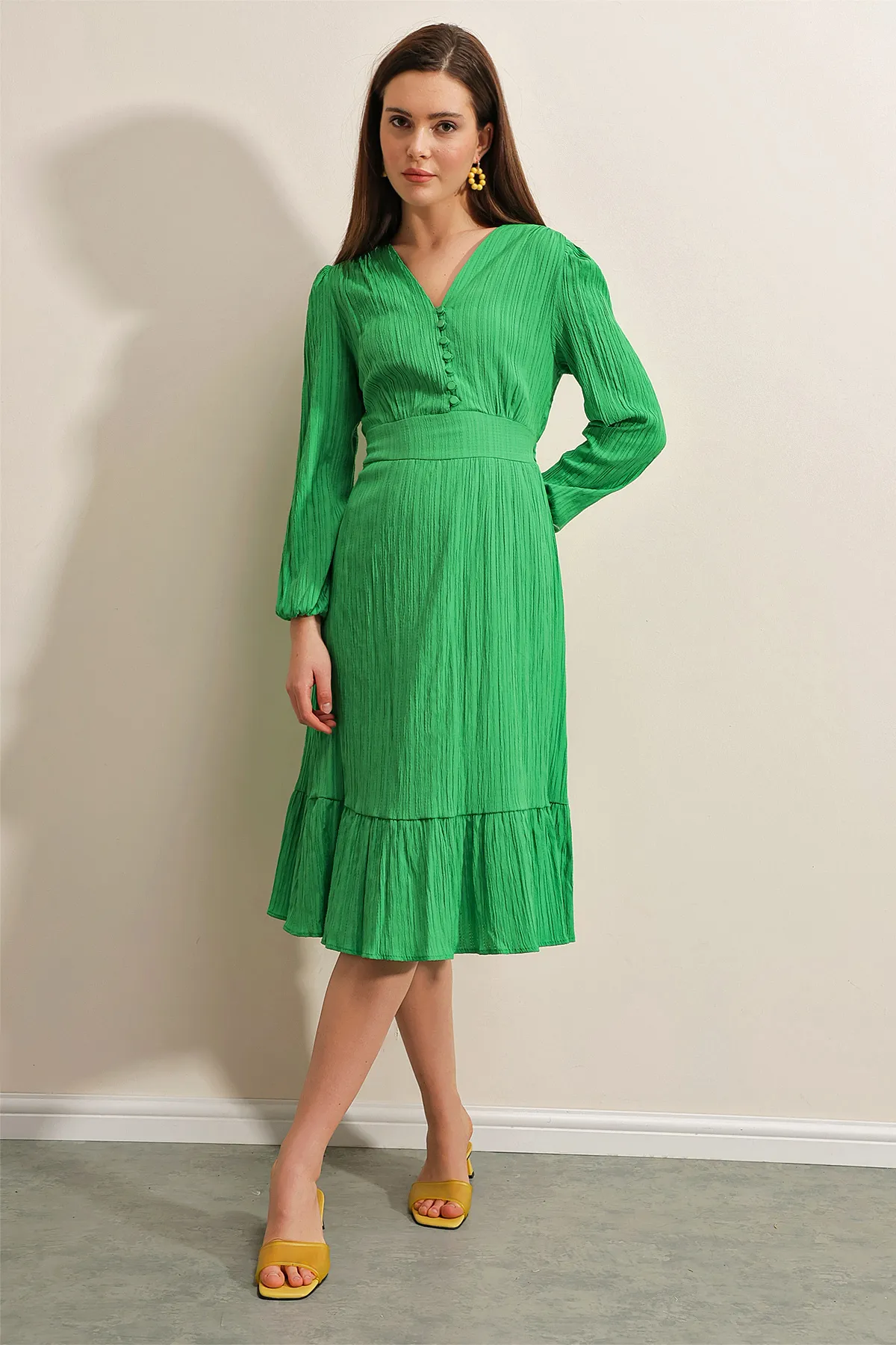 Bigdart  2371 Volant-Webkleid – Grün