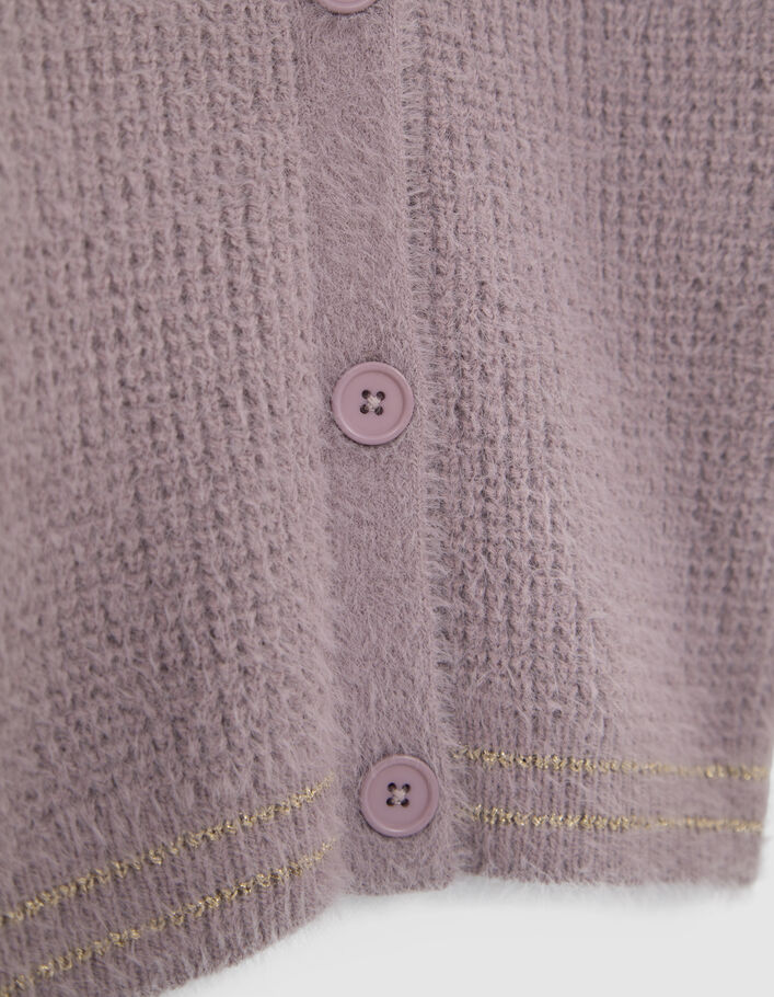Cardigan parme tricot fantaisie fille