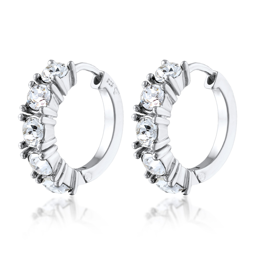 Elli Elli Boucles d'Oreilles Femmes créoles avec cristaux bleu en argent sterling 925 Boucles d'oreilles