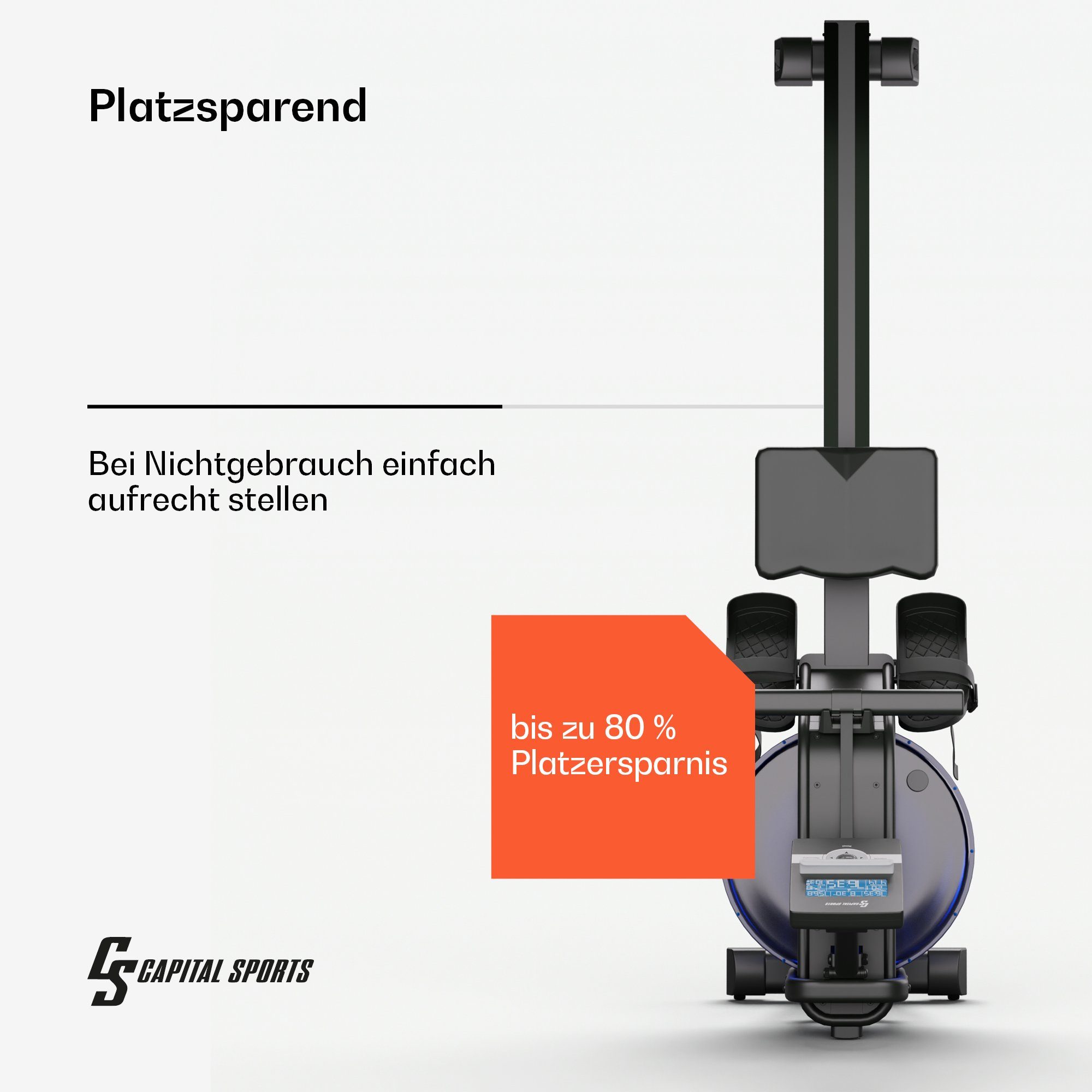Capital Sports Rudermaschine Oceanus (Set, Set), Wasserrudergerät Ruderbank Bluetooth LCD Rudergerät